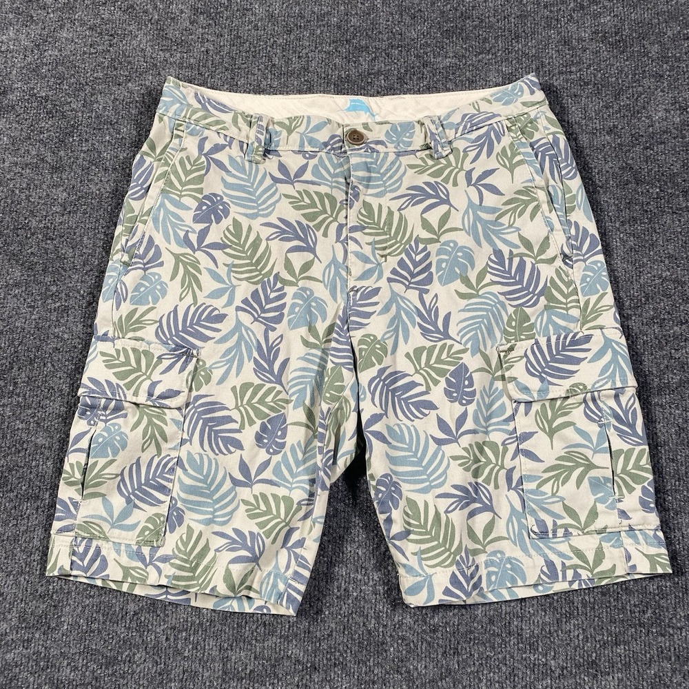 Tommy Bahama Leilani Fronds Leaf Cargo Shorts Mens Size 30 Stretch Fabric Floral